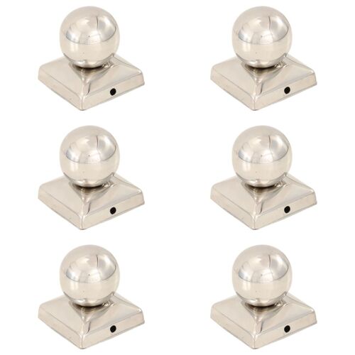 vidaXL Bouchons de poteau 6 pcs Globe final Acier inoxydable 71x71 mm
