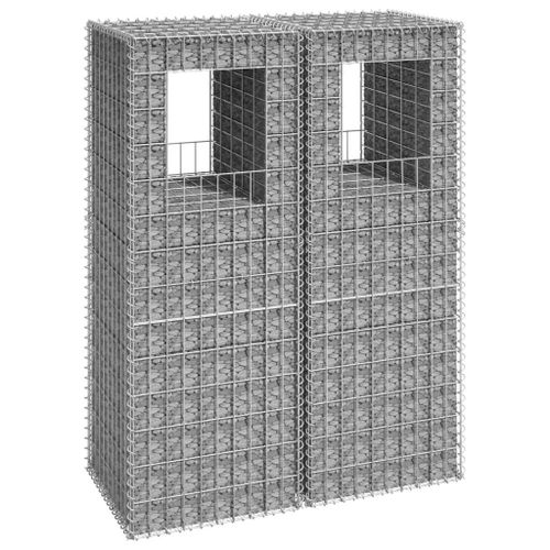 Vidaxl Poteaux À Panier De Gabion 2 Pcs 50x50x140 Cm Fer