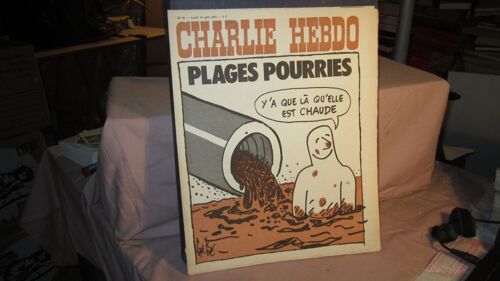 Charlie Hebdo. N° 91, 14 Août 1972. Titre : Plages Pourries, Y'a Que La Qu'elle Est Chaude, Couverture Illustrée Par Gébé