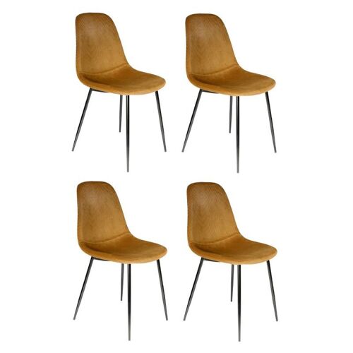 Lot de 4 Chaises Velours "Giulia" 85cm Moutarde