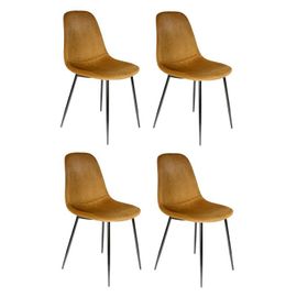 Paris Prix - Lot De 4 Chaises Velours "Giulia" 85cm Moutarde
