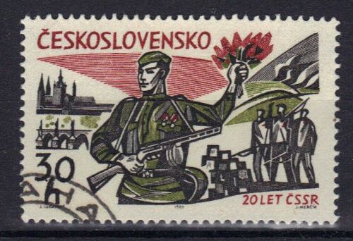 Tchecoslovaquie 1965 : 20è Anniversaire De La Libération : Soldat Soviétique Et Partisans - Timbre Oblitéré