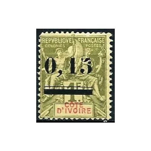 Côte D'ivoire, Colonie Française 1904, Beau Timbre Yvert 20, Type Sage "Colonies", 1f. Vert Olive Surchargé "0.15", Neuf*