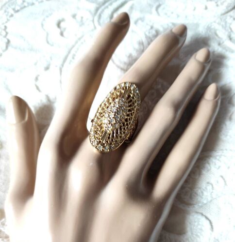 Bague Acier Doré Et Zirconium