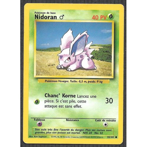Carte Pokémon Nidoran 55/102 - Set De Base Wizards (Vf)