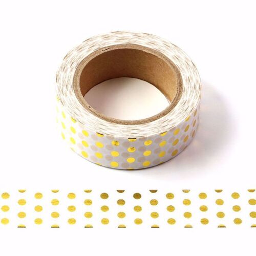 Ruban De Masquage En Papier Imprimé Or, 1x15mm X 10 M, Washi, Décoratif, Style Points De Noël, Nouveauté