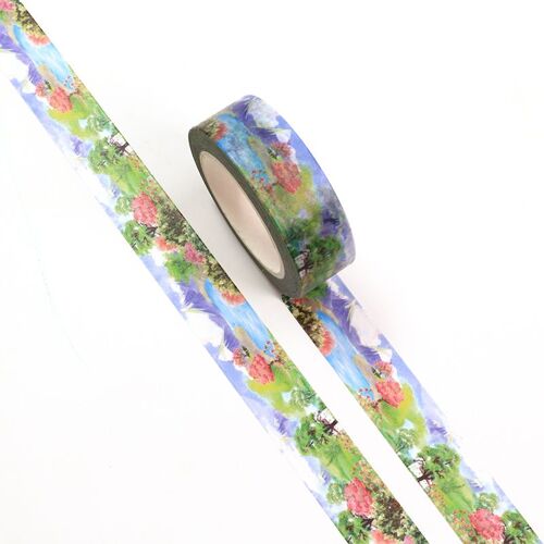 Ruban Décoratif Pour Scrapbooking, 1 Pièce, 15mm X 10m, Violet, Aquarelle, Fleurs De Phénix, Masque De Créateur, Fourniture De Bureau