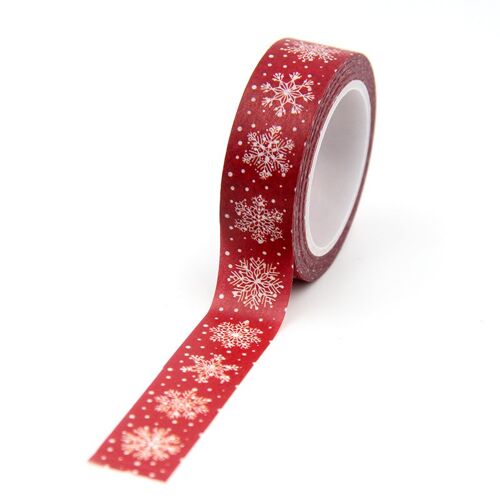 Bande Adhésive Washi Rouge Foncé Pour Scrapbooking, Arbre De Noël Kawaii, 15mm X 10m, 1 Pièce