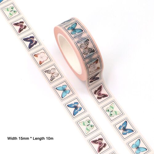 Timbres-Poste Papillons Colorés, 15mm X 10m, 10 Pièces/Lot, Rubans De Masquage Washi, Autocollants Décoratifs, Papeterie Fournitures Scolaires, Diy Bricolage