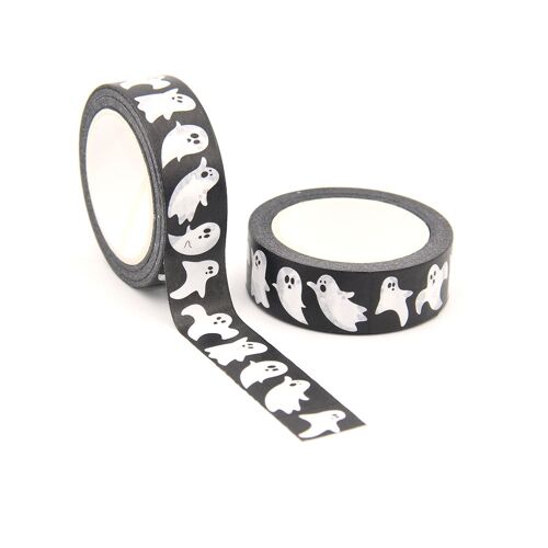 Bande Adhésive Blanche Pour Halloween, 15mm X 10m, Ruban De Masquage Washi, Pour Album Photo, Scrapbooking, Diy Bricolage, 1 Pièce
