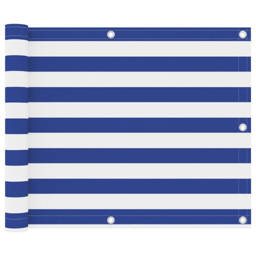 Vidaxl Écran De Balcon Blanc Et Bleu 75x300 Cm Tissu Oxford