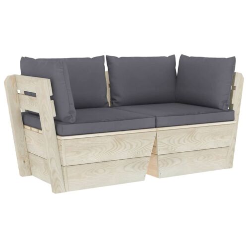Vidaxl Canapé Palette À 2 Places De Jardin Avec Coussins Bois D'épicéa