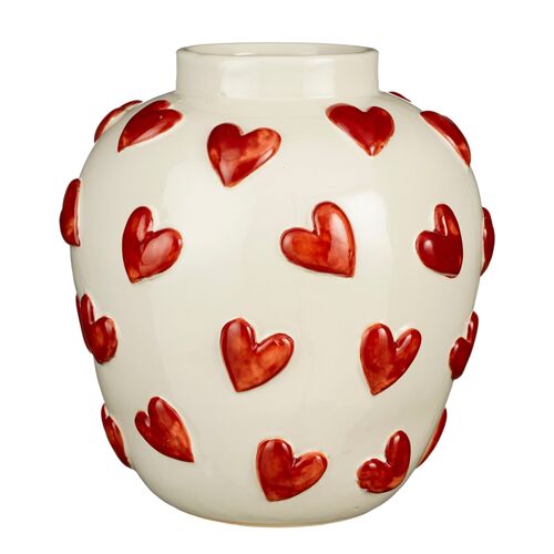 Vase en céramique blanc et rouge H33