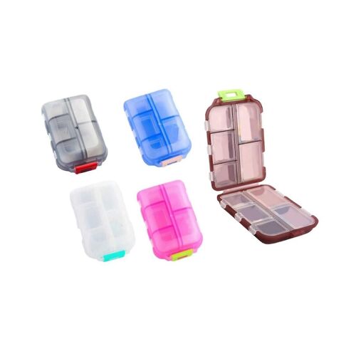 Pack Of 5 Travel Pill Box With Labels, Medicine Box Seven-Days 10 Compartments, Small Pill Box For