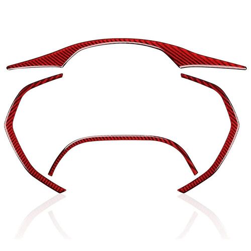 Dashboard Speedometer Frame Trims Sticker Kit Decal Carbon Fiber For C7 2014-2019 Car Interior,Red