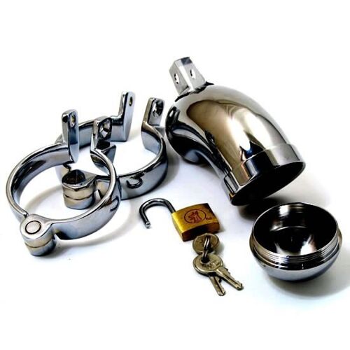 Cage De Chasteté : Cb 3000 - Métal Inox - Avec Cache Vissé De Fermeture