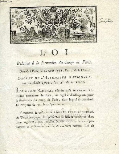 Loi, N° 1993, Relative A La Formation Du Camp De Paris