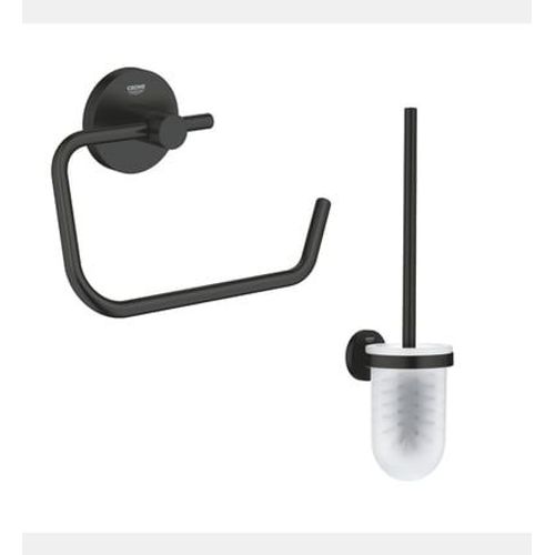 Grohe - Dérouleur de papier mural + porte balai WC Start noir mat - Noir