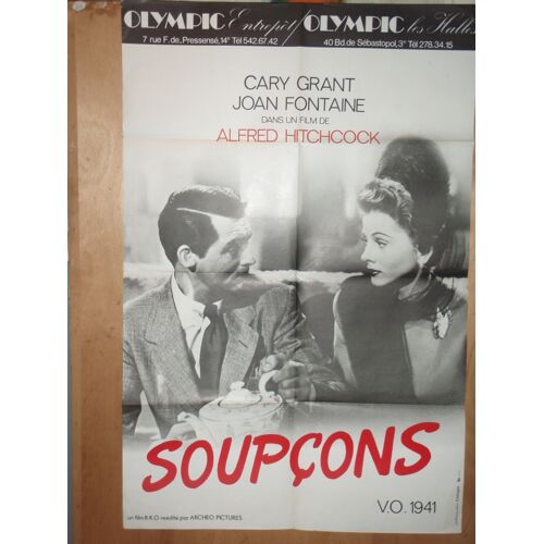 Soupcons - Affiche Pliee 80 X 120 - Alfred Hitchcock - Cary Grant - Joan Fontaine