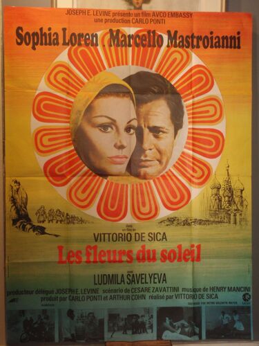 Les Fleurs Du Soleil - 1970 - Affiche Originale Pliee 120 X 160 - Vittorio De Sica - Sophia Loren - Marcello Mastroianni