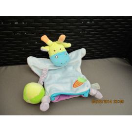 Doudou Marionnette Vache/Girafe Bleu Gifi