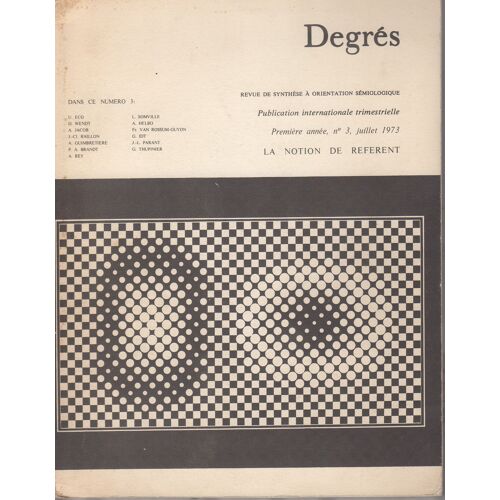 Degrés, N° 3: La Notion De Référent,
