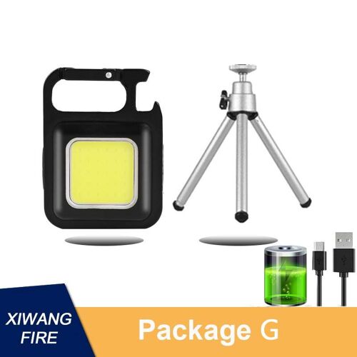 Package G Mutifuction Portable USB Rechargeable lampe de poche Mini LED porte-clés lumière avec tire-bouchon plein air Camping pêche escalade ""Nipseyteko""