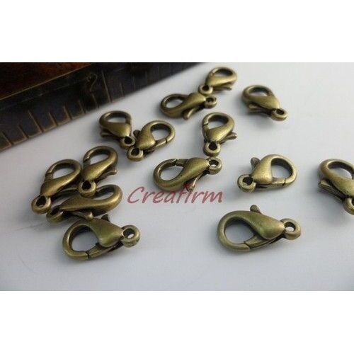 Fermoirs Mousquetons En Métal Bronze Antique Sans Nickel /10x6mm / Coloris Bronze Antique