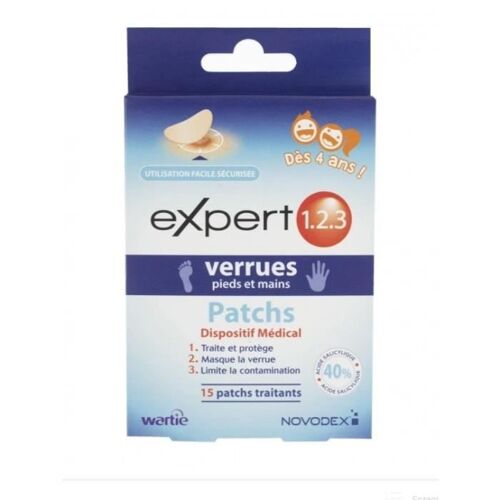 Novodex Expert 1.2.3 Verrues Pieds Et Mains 15 Patchs 