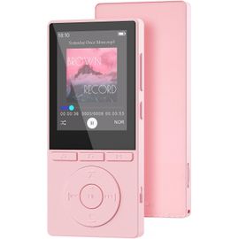 Lecteur MP3 64 Go, MP3 Bluetooth 5.3 avec Haut-Parleurs - Enregistreur Vocal, Radio FM - Rose