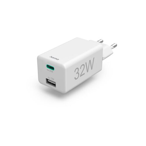 Charg. rapide, 1 x USB-C, 1x USB-A, PD/Qualcomm®, mini-chrgr, 32W, blc