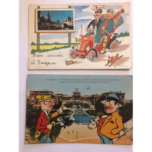 2 Cartes Postales Humour- 1950 Et 1940