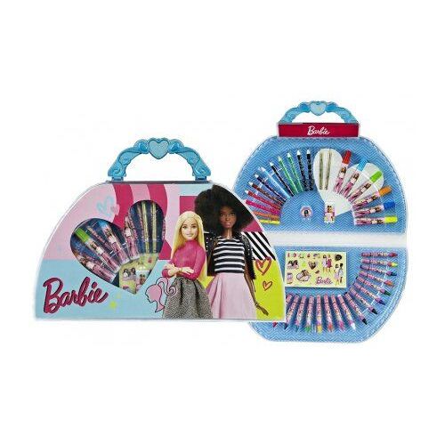 Coffret Dessin Barbie 51 Pcs - Mallette Coloriage Enfant - Feutres, Crayons, Stickers, Etc - Cadeau Fille - Set Art Creatif + Carte