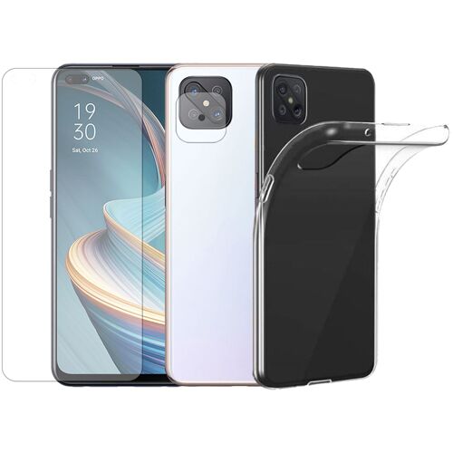 Protection Intégrale Verre Trempé Pour Oppo Reno 4z 5g + Verre Trempé Caméra Arrière + Coque Souple Silicone Transparente-Visiodirect-