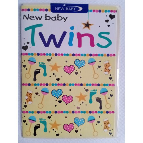 Carte De Voeux - Naissance / New Baby : Twins - Carte Double + Enveloppe (Riverside Cards, Anglais, Félicitations, Jumeaux, Jumelles, Fille, Garçon)
