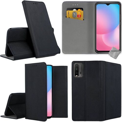 Housse etui coque pochette portefeuille pour Xiaomi Poco M3 / Redmi 9T + verre trempe - NOIR MAGNET