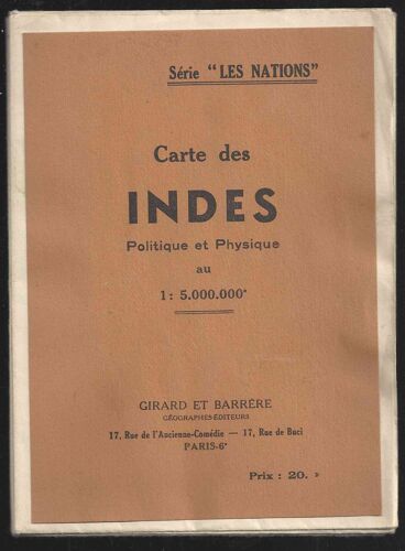 Carte Des Indes Politique & Physique Au 1: 5000.000e - Série Les Nations