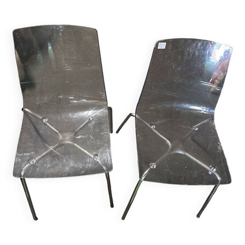 Paire De Chaises En Poly Carbonate Fum Transparent