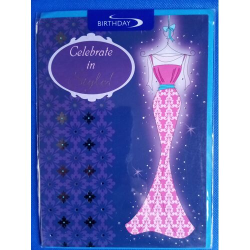 Carte De Voeux Glamour : Celebrate In Style - Anniversaire - Carte Double + Enveloppe (Riverside Cards, Anglais, Femme)