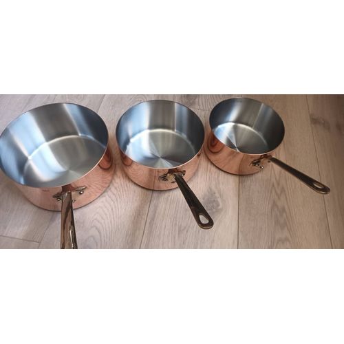 Batterie 3 Casseroles Mauviel Cuivre Inox