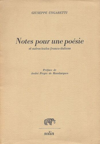 Notes Pour Une Poésie - Et Autres Textes Franco-Italiens
