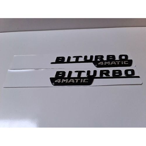 Paire De Biturbo 4matic Side Badge Emblème Noir Brillant Pour Mercedes Amg