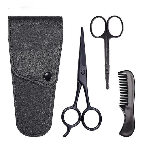 Beard Scissors/Nose Scissors /Mustache Comb Multi Functions Grooming Kit Gift Set Beard Trim Scissor Kit Trimming Nasal Hair For Men With Storage Bag