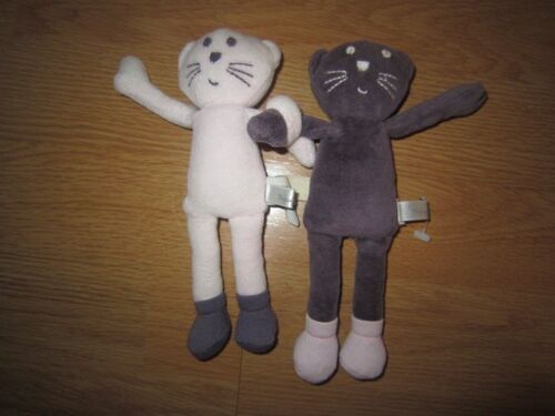 Doudou Chat Duo Couple Paire Mauve Violet Parme Bout'chou Boutchou Monoprix