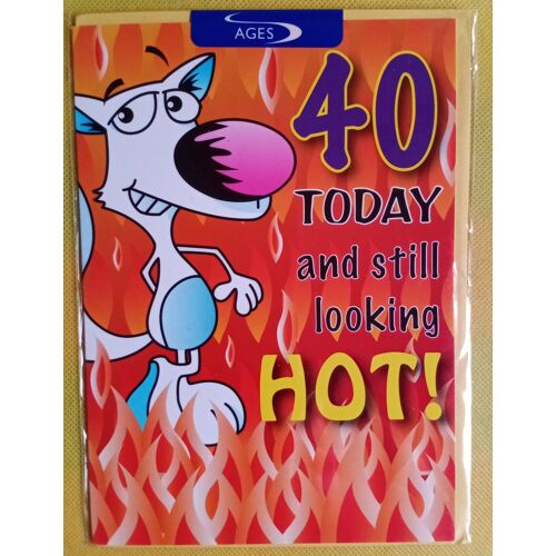 Anniversaire 40 Ans, Hot - Carte 2 Volets + Enveloppe (Riverside Cards)