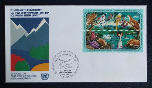 Nations Unies Geneve N° 202 À 205 Oblitérés De 1991 - Série Complète « Pour Un Environnement Meilleur (Animaux Sur Fond De Paysage) » Sur Une Enveloppe 1er Jour