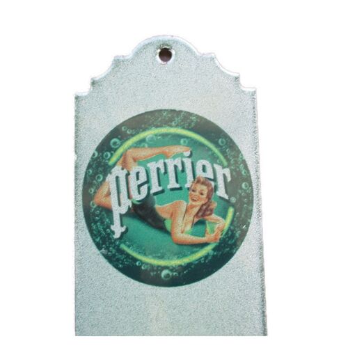 Thermometre En Email Veritable Perrier Pin Up Vert 30x6.5cm Tole Emaillée
