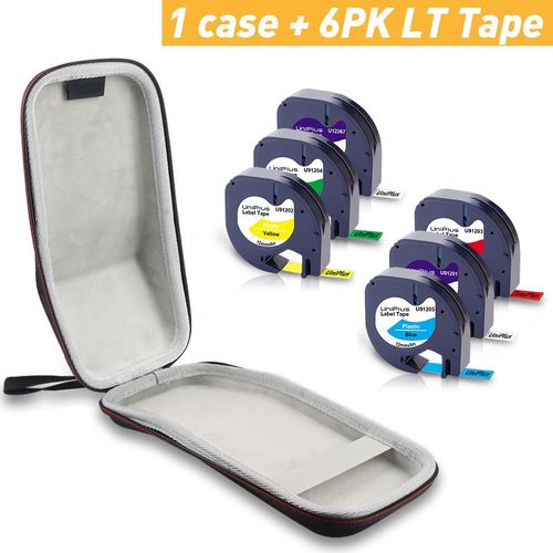 UniPlus étui rigide de protection pour Dymo Letratag LT-100H LT100H étiquette imprimante sac de transport boîte de rangement antichoc affaires sac - Type 1 Case - 6PK LT