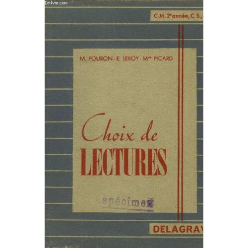 Choix De Lectures. C.M. 2e Année, C.S.Cl 7e