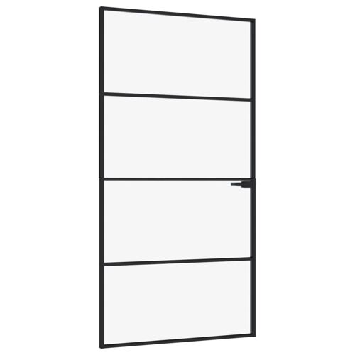 vidaXL Porte d'intérieur Noir 102x201,5 cm Trempé verre aluminium fin